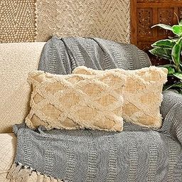 Lyve Boho Diamond Tufted Decorative Throw Pillow Covers 12x20 inch Cotton Cushion Cover Couch Pillows for Sofa Armchair Bedroom (30 x 50 cms, Yellow)-picture-25