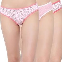 Women's Cotton Pack of 3 Low Waist Printed Bikini Panties - Multicolor-16