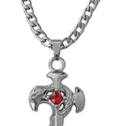 Biker jewelry Viking Gothic Snake Red And Silver Stainless Steel Pendant Necklace Chain For Men And Women SPn20221110-image-8