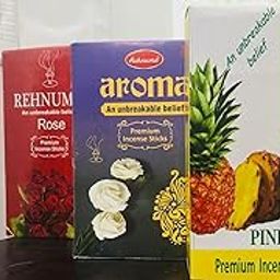 Rehnuma Premium Incense Sticks Set, Pineapple, Rose and Royal Fragrances, 3 Pack-image-17