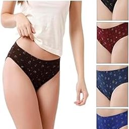 100% Super Combed Cotton -Women Anti Bacterial Bikini Panty - Pack of 5 - No Marks Waistband, Moisture Wicking, Moderate Coverage, Printed Panties-image-53