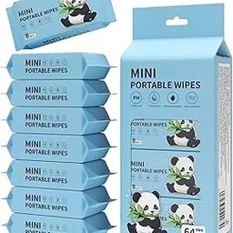 AAMATY Mini Baby Wipes – Disposable, Gentle & Hypoallergenic Water Wipes for Newborns & Sensitive Skin, Travel-Friendly Wet Tissues (Animal Print Pack, Panda, Cat, etc.) – 8 Pcs × 8 Bags (64)-image-76