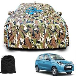 GARREGE® Waterproof Car Body Cover Compatible for Maruti Alto 800 with Mirror Pocket and Antenna Pocket, Triple Stitched (Dynamite Jungle Print with Blue Piping Design)-image-70