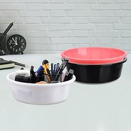 Homestic Pack of 3 Desk Organizer | Stationery Organizer | Multipurpose Organizer | Office Supplies for Pen-Pencil-Staplers | Desktop Organizer | 6 LTR | Black & Pink & White-image-25