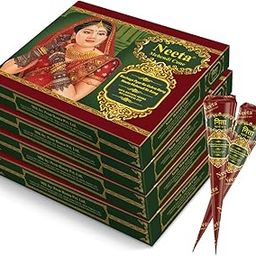 Neeta Mehendi Cones for Hand 12 Pcs in 1 Box (Pack of 4) Bridal Mehndi Cones Natural Mehendi Cone for Wedding, Hand Designing, Reddish Brown Color Long Lasting Niddle Cones for Women-1