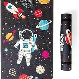 Woohoo Squad TPE Yoga Mat For Kids, 6mm Thickness, 130cm x 60cm | Anti-slip & Anti-skid | Ideal for 3-7 year olds | Free Strap and Bag | Black (Outer Space)-image-66