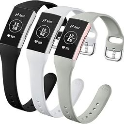 GEAK 3Pack Compatible with Fitbit Charge 3 Bands/fitbit Charge 4 bands for Women, Slim Soft Silicon Replacement Wristband for Fitbit Charge 3/Charge 3 SE/Charge 4 Bands Women Men,Small,Large-22
