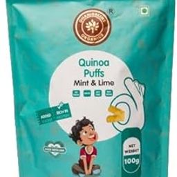 Dhanigreens Organics Sweet Quinoa Puffs Mint & Lime Flavour-100gm(Pack of 1)| 100% Vegan Snack | High in Protein | No Maida, Baked, Not Fried | Healthy Snacks-image-2