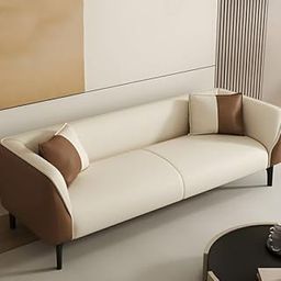 TheFurnishery Modern 2-Tone Sofa Set | Stain-Resistant Fabric Couch for Living Room, Office & Hall | Elegant Design with Soft Pillows (Coffee&Cream)-image-20
