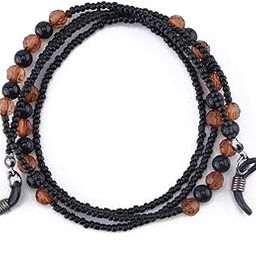 Handmade Retro Black & Orange Beads Eyewears Chains Beaded Sunglass Eyeglass Lanyards Cord Holder Glasses Ropes Arrival (Black/Orange)-11