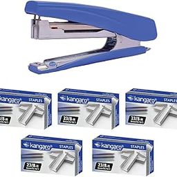 Kangaro Desk Essentials HD-10D & 10/1M Staples Combo | Standard Stapler with Quick Loading Mechanism | Sturdy & Durable for Long Time Use | Color May Vary, Pack of 1-20