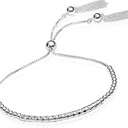 925 Sterling Silver Bracelets Jewelry | BIS Hallmarked Italian Handmade Adjustable Sliding Bolo Bracelet for Women-image-93