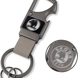 GH GENERIC HUB® Premium Gunmetal Keychain Compatible With SKO-DAA Slavia Kushaq Superb Octavia Rapid | Mirror Zinc Dual Laser Logo | Leather Strap, Carabiner Hook, Bottle Opener Keyring-image-52
