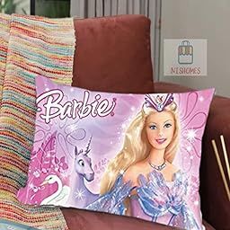 NISHOMES Girls Velvet Digital Print Baby Pillow 12 x 18 inches (Pink)-image-1