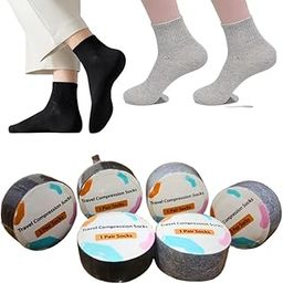 MINETREE Disposable Compression Travel S.ocks Pair for Men Women, Portable And Breathable Cotton S.ocks |Compressed S.ocks for Travel,Business trip,Sports premium Socks (6 Pairs,BLACK & GREY color)-image-25