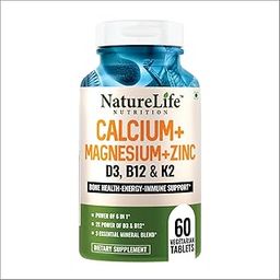 Nature life Nutrition Calcium Magnesium Zinc with D3 & B12 Supplement for Bone, Joint & Immunity Support - 60 Veg Tablet-22