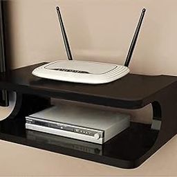 WooDintu Wall Mount Speakers WiFi TV Router Game Console Remote Streaming Device Setup Box/Set Top Box Stand Wall Shelf for Home | TV Entertainment Unit (Black)-picture-3
