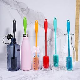 Udyami Store Silicone Bottle Brush | Water Bottle Cleaner Brush with Long Handle | Perfect for Cleaning Narrow Neck Containers | Vacuum Sports Bottle, Tumblers, Flask, Glassware (2 Pack, Multicolor)-image-14