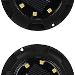Lexton Solar Outdoor Buried Lights, 8 led Solar Garden Disk Light, Waterproof Road Markers for Walkway, Lawn, Pathway Yard Stairs Fences，Garden Decorations -(2 Pack, ABS Plastic Warm White)-image-21