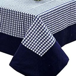 Kuber Industries 4 Seater Cotton Center Table Cover/Table Cloth|Checkered Printed & Premium Cotton|Size 150 x 100 x 1 CM (Blue)-picture-5