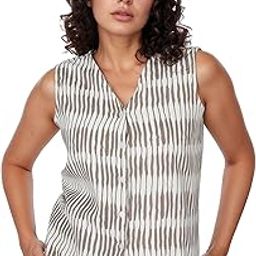 Fashfun Women's Printed Linen Waistcoat-45