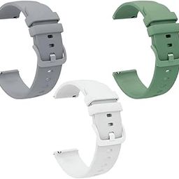 19mm Watch Strap Band Soft Silicone Replacement Wristband Straps with Metal Buckle Compatible with Noise ColorFit Pulse, Beat, Pro 2/Oxy & Boat Strom Smartwatch (Grey,White,Green)-13