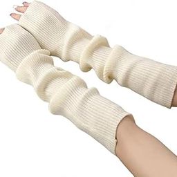 Arm Warmer Elbow Length Fingerless Gloves In Korean Design for Women, Thumbhole And Knitted Design Winter Warmer for Ladies Breathable Material with stretchy, Fancy Warmer-62