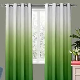 3D Green Shaded Digital Printed Polyester Fabric Curtain for Kides Room,Bed Room Living Room Color Green Window/Door/Long Door (D.N.A 922) 4 x 7 Feet Pack of 1-image-63