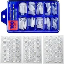 3 Sheet of 24 Double-side Glue Nail Sticker Adhesive Transparent Flexible Fake Nail Tips Adhesive Tabs Nail Glue (72 Nail Sticker) with 100 Pieces Whie Artificial Nails-image-17