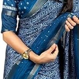 Women's Printed Dola Silk Saree With Unstiched Blouse-picture-0