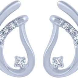 18k (750) White Gold and Diamond Stud Earrings for Women-image-96