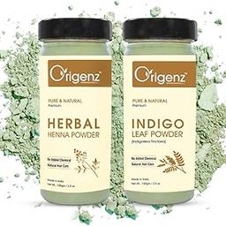 Origenz Natural Powders Dye for Black Hair Color 200 gm - Henna and Indigo Leaves Powder Combo Pack | Indigofera tinctoria & Lawsonia Inermis | Men And Women | In Jar (100gm X 2)-image-87