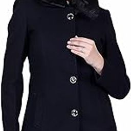 Women Detachable Faux Fur Collar Coat (XXX-Large, Black)-picture-11