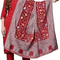 Women's Red Aari Embroidered Pure Wool Shawl_4J1002_Red-image-1