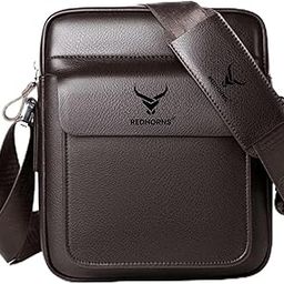 Faux Leather Small Cross Body Sling Bag for Men & Women, 3 Zipper Pockets, Business Messenger Shoulder Bag for Travel, Outdoor, Office - 15X19X5 CM-image-14