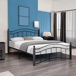 SHALIGRAM ARTS Iron Frame King Size Bed Without Storage for Bedroom Designer Heavy Duty Iron Double Bed Palang Cot for Home and Hotels (Black)-image-4