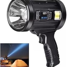 RELEMTRA Rechargeable Spotlight,900000 Lumens Handheld Hunting Flashlight Led Flashlight and Solar Panels,3 Modes 3 Colors Waterproof,Lightweight Bright Searchlight for Hunting,Camping, Boating-47