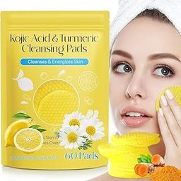 60PCS Kogic Acid and Turmeric Cleansing Pads Turmeric Kojic Aeid Lemon Chamomile Peds, Makeup Cleansing Wipes for Face - Vitamin B5, Vitamin C for Dark Spots, Skin Brightening & Acne Prevention( Recommend By- Beauty Parlour )-43