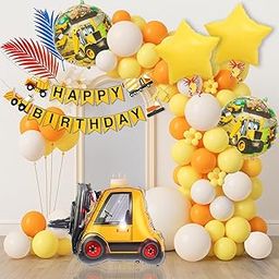 Pop The Party Construction Theme Birthday Decoration Kit | Bday Balloons Decor Set of 53 Pcs | Jcb Party Birthday Decorations for Boys-image-9