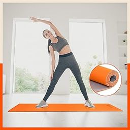 Matworks by Bathla – Moksh Premium Yoga Mat with Carry Bag |Anti-Slip & Reversible|Orange & Grey (Size: 24” x 72” Thickness: 6mm)-image-12