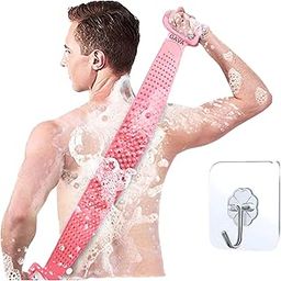 silicone body scrubber bathing (Multi Colour). (PINK Pack of 1) Adhesive Wall Hook-image-45