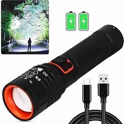 035 (ZOOMABLE Metal) 5 Modes Flashlight, Super Bright Cree T6 LED Light Torch (Black, 13.5 cm, Rechargeable)-16