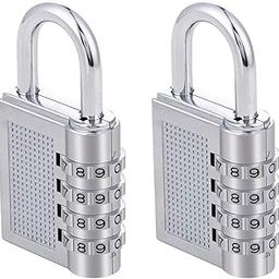 eS³kube Combination Padlock, Number Lock for Bag, Luggage, Door Gate, Tool Box, 4-Digit Safe Pin Password Zinc Alloy Hand Bag Shape Number Combination Padlock – Set of 2 pcs, Silver-7
