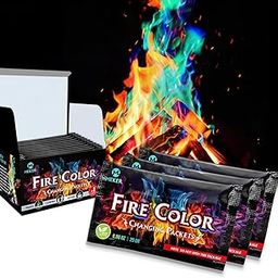 Fire Color Changing Packets - Fire Pit, Campfires, Outdoor Fireplaces, Bonfire - Magic Colorful Changing Fire - Perfect Fire Camping Accessories for Kids & Adults (12 Pack)-image-81