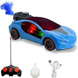 toyco® Famous Car Remote Control1:22 Scale High-Speed RC Car with LED Spray Smoke, USB Rechargeable Battery & 2.4GHz Remote - Racing Toy for Kids 4+ (Blue) (Blue)-image-4