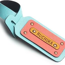 Personalized Luggage Tag | Compatible with Travel Luggage, Suitcases, Office Laptop and School Bags | for Men and Women with Customized Name | Vegan Leather-Light Blue-image-29