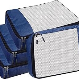 GOMAJO Packing Cubes For Travel Organizer Clothes Laundry Compression Suitcase Luggage Storage Travelling Pouches Bags Organiser, Polyester (MEDIUM (PACK OF 4), Navy Blue)-picture-28