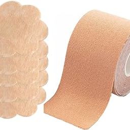 Breast Lift Tape Adhesive Waterproof Cuttable Nonslip Sweatproof Chest Tape with 10PCS Nipple Cover Professional Nonslip Invisible-image-48