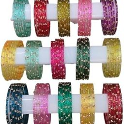 Glass Bangles Set For Women & Girls | Stylish & Glossy Finished Glass Bangles | Zircon Stone Women's Bangles | Daily Use/Office/Wedding Bangles-image-69