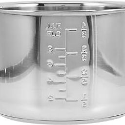 Zerodeko Power Cooker Replacement Inner Pot Non-stick Interior Stainless Steel Inner Cooking Pot Pressure Cooker Inner Pot for Power Pressure Cooker Rice Cooker 4L-17